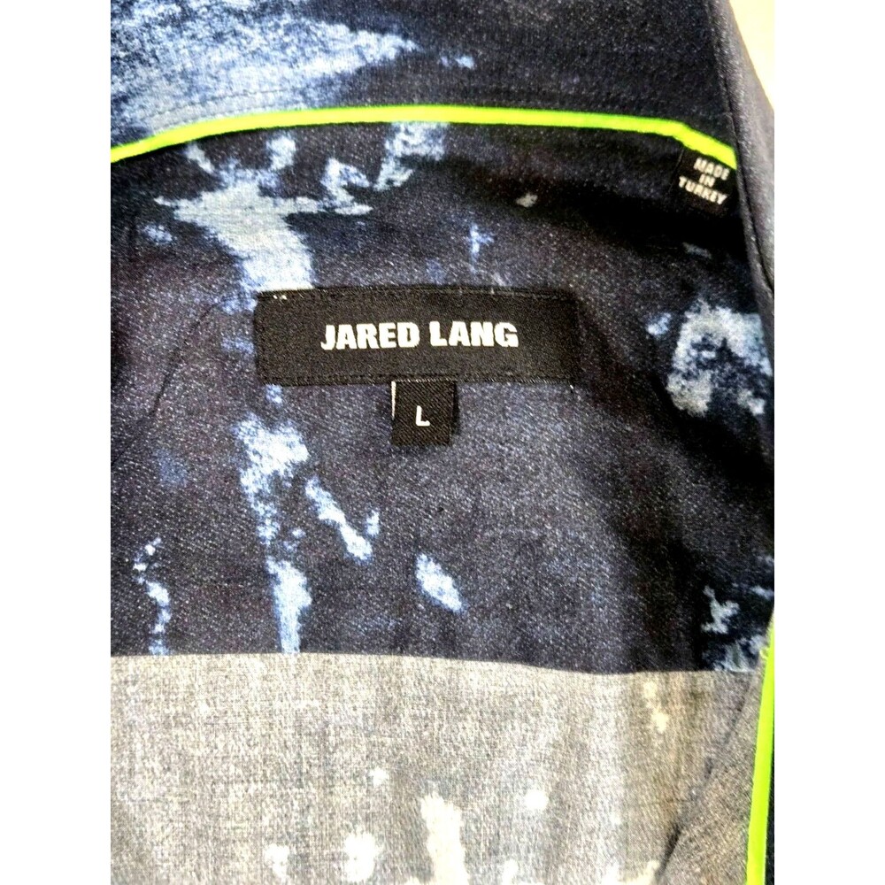 Jared Lang Men's Blue Cotton Long Sleeve Button-Up Shirt Abstract Pattern Size L - Picture 6 of 7